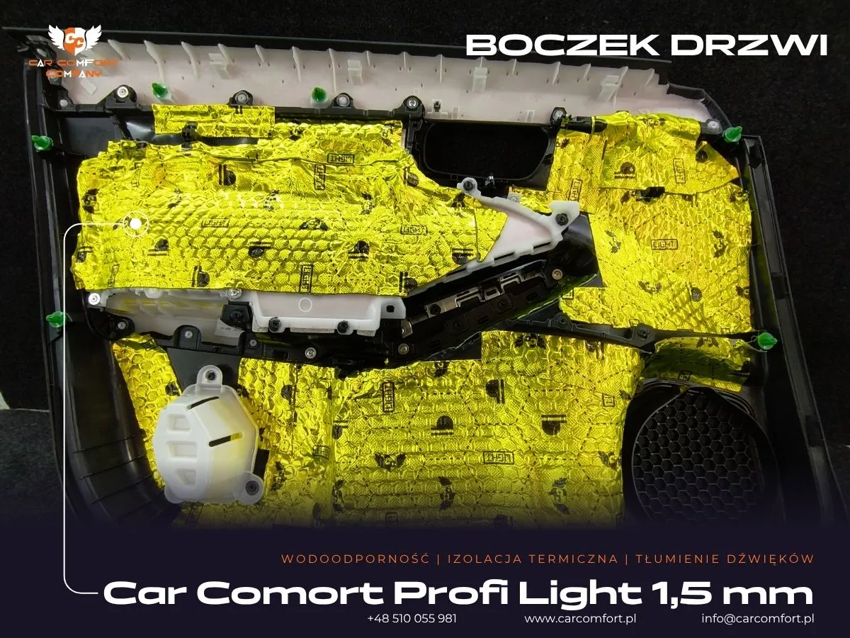 Wyciszenie boczków drzwi matą Car Comfort Profi w Honda Civic XI.