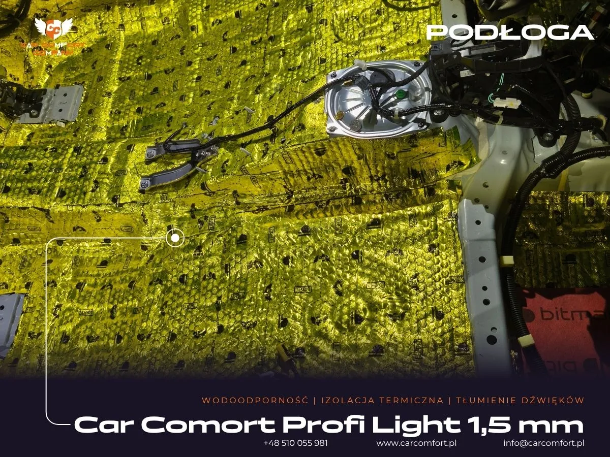 Mata butylowa Car Comfort Profi na podłodze Honda Jazz, pierwsza warstwa wyciszenia.