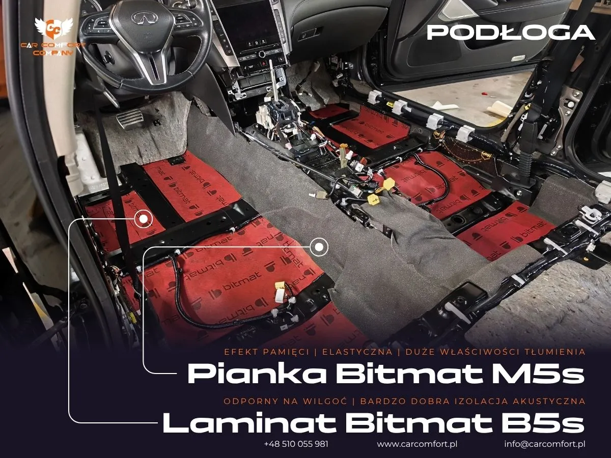 Widok na warstwę Bitmat M5s na podłodze Infiniti Q50