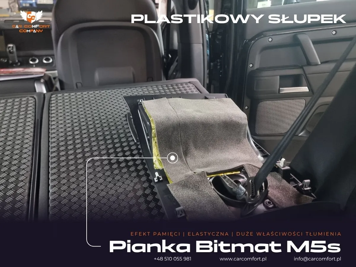 Pianka Bitmat M10s na plastikowym słupku Land Rover Defender.