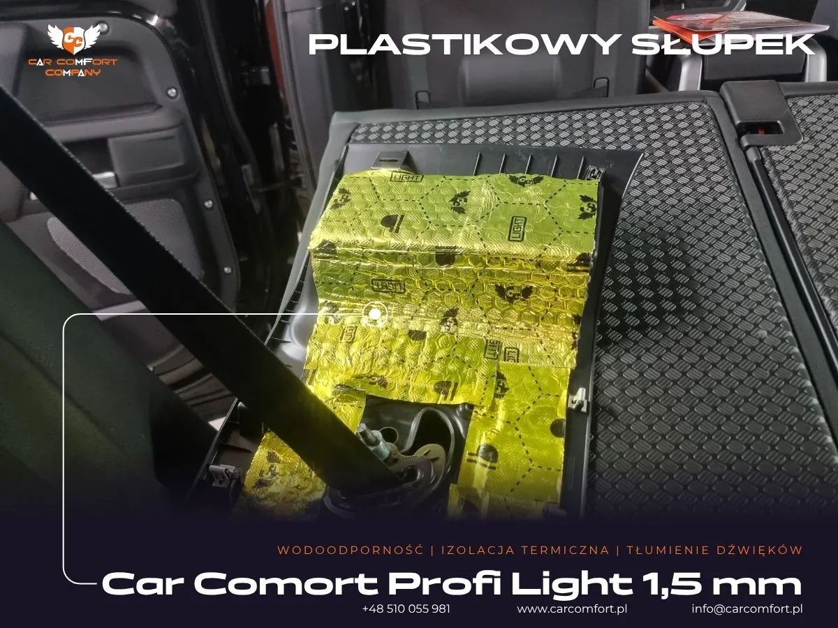 Mata Car Comfort Profi na plastikowym słupku Land Rover Defender.