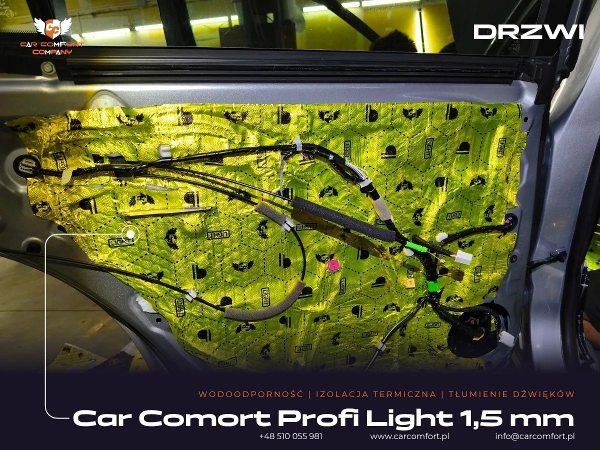 Aplikacja maty Car Comfort Profi na zewnętrznej blasze drzwi Lexus ES300h.