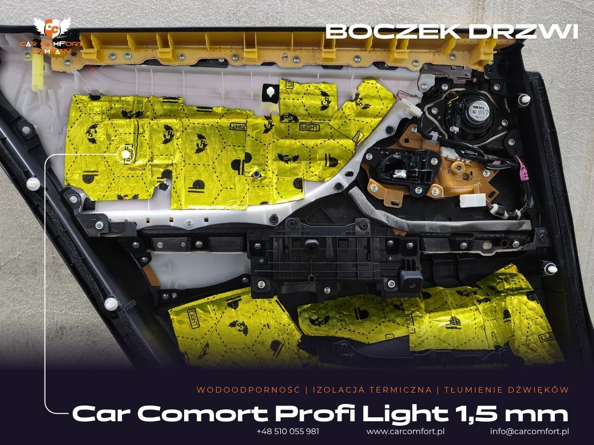 Wyciszenie boczków drzwi matą Car Comfort Profi w Lexusie ES300h.