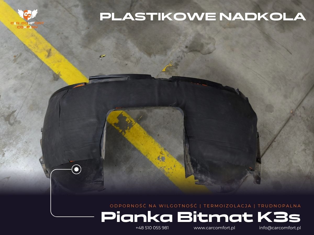 Pianka Bitmat K3s jako druga warstwa na plastikowym nadkolu Volkswagen California Beach.