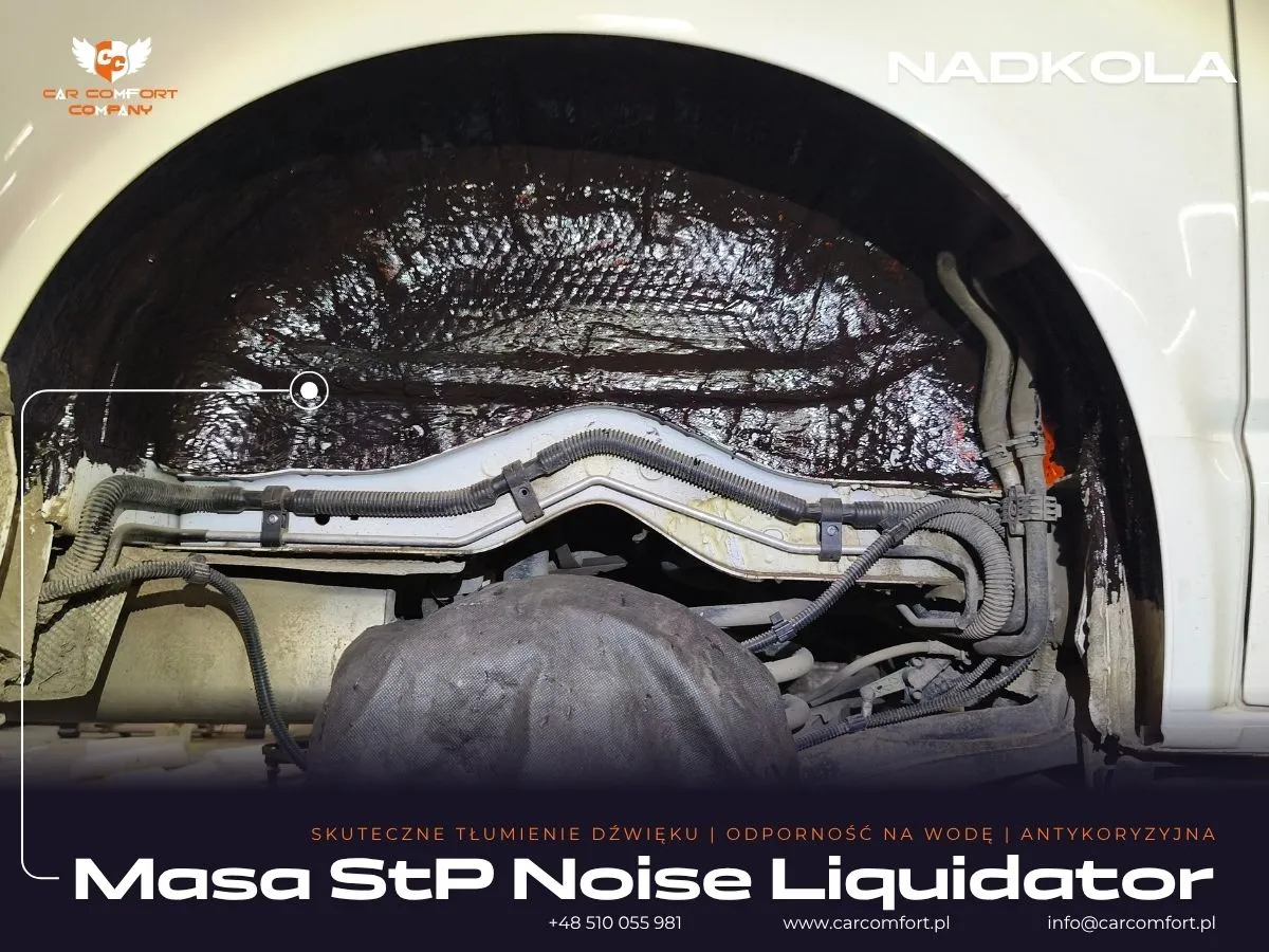 Aplikacja Noise Liquidator na metalowym nadkolu Volkswagen California Beach.