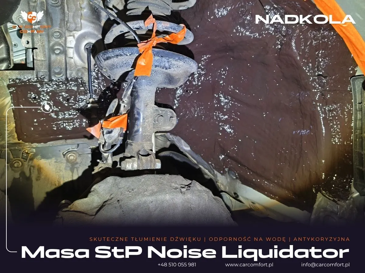 Aplikacja Noise Liquidator na metalowym nadkolu Toyota Camry.