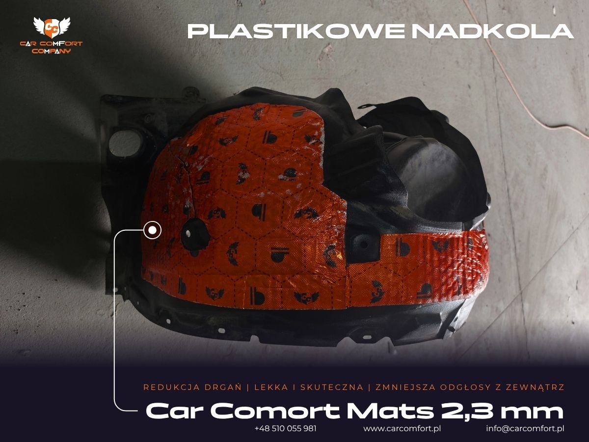 Mata Car Comfort Mats jako pierwsza warstwa na plastikowym nadkolu Toyota Camry.