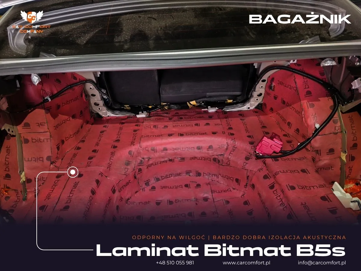 Pianka Bitmat B5s na podłodze bagażnika Toyota Camry.