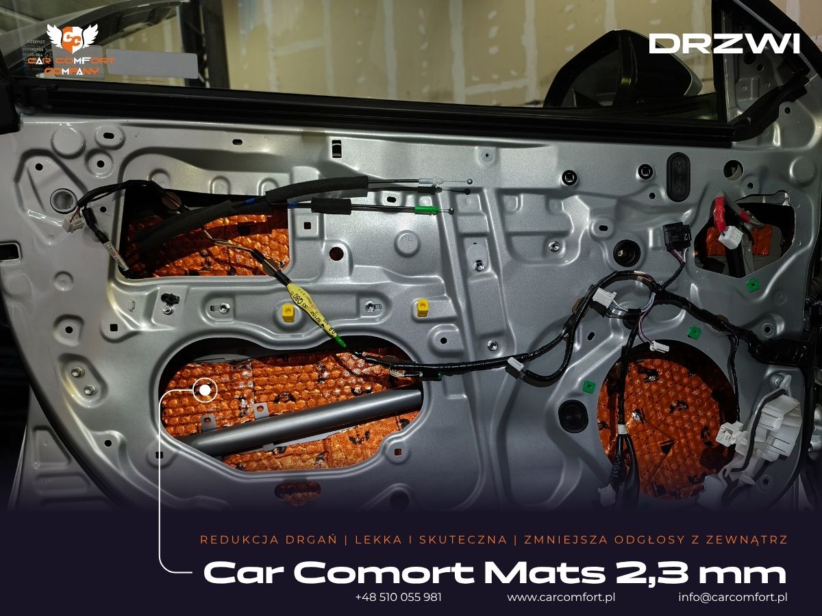 Mata butylowa Car Comfort Mats na wewnętrznej blasze drzwi Toyota Camry.