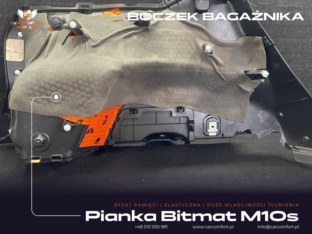 Pianka Bitmat M10s na bocznym elemencie bagażnika Subaru XV.