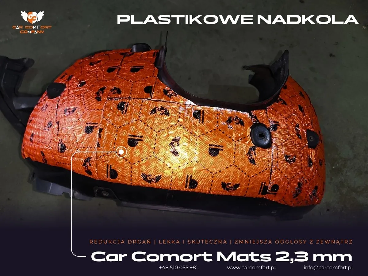 Mata Car Comfort Mats jako pierwsza warstwa na plastikowym nadkolu Skoda Octavia.