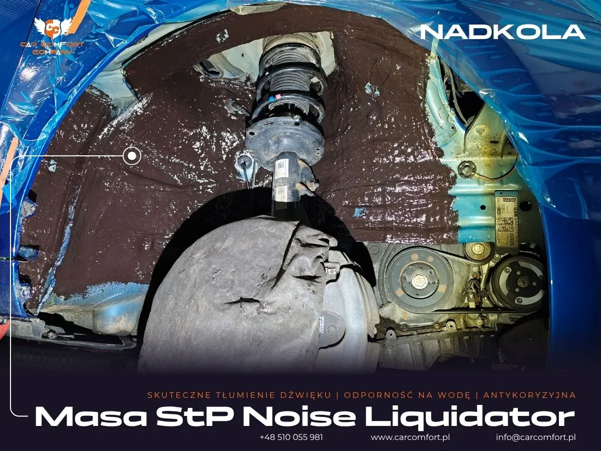 Aplikacja Noise Liquidator na metalowym nadkolu Skoda Octavia.