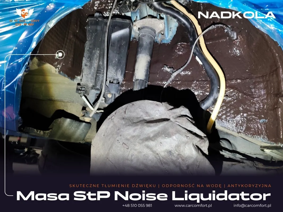 Aplikacja Noise Liquidator na metalowym nadkolu Skoda Octavia.