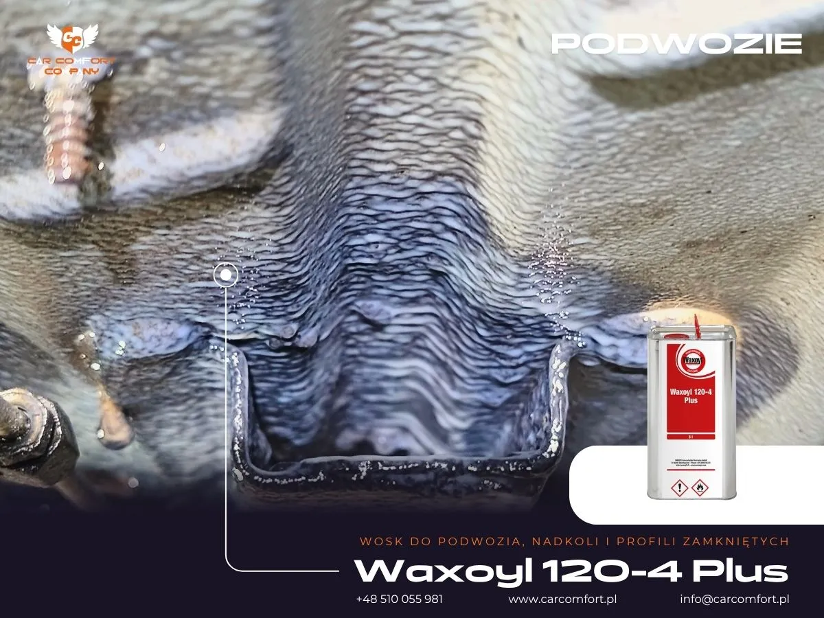 Szczegóły natryskiwania Waxoyl Professional 120-4 na elementy podwozia.