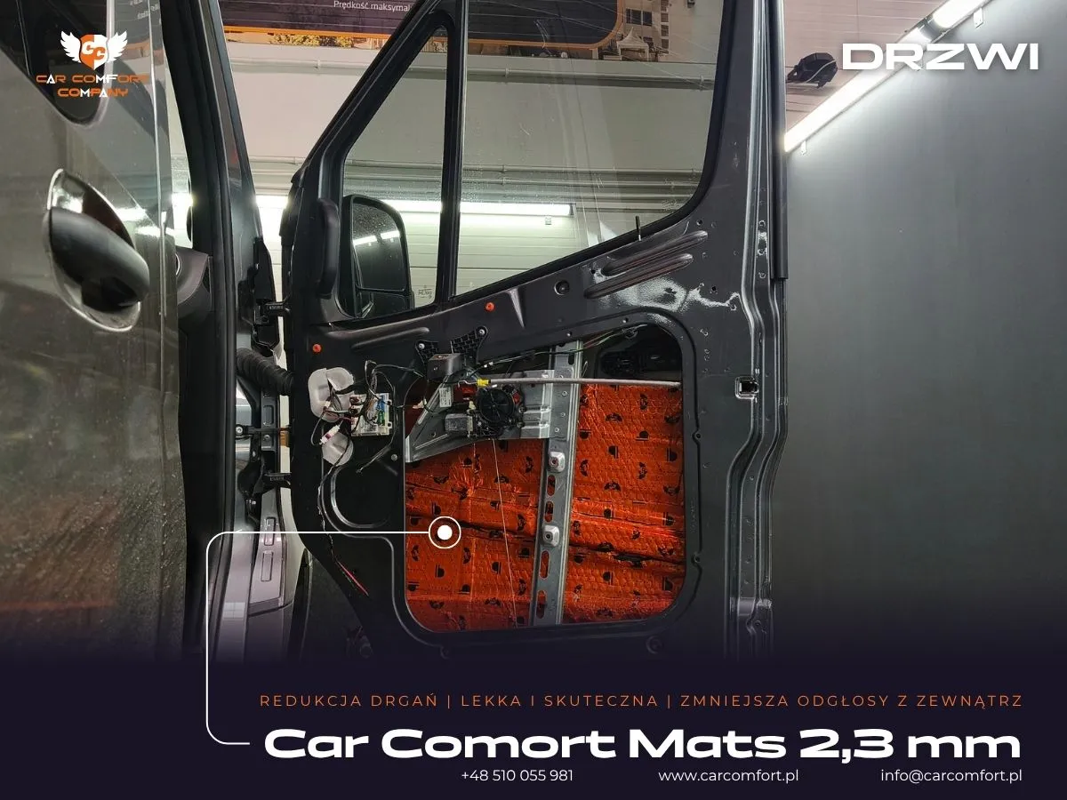 Mata butylowa Car Comfort Mats na wewnętrznej blasze drzwi normalnych Mercedes Sprinter.