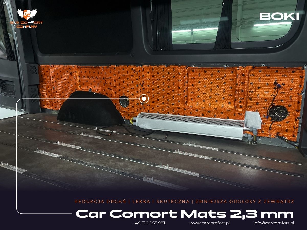 Mata Car Comfort Mats na blasze bocznej Mercedes Sprinter.