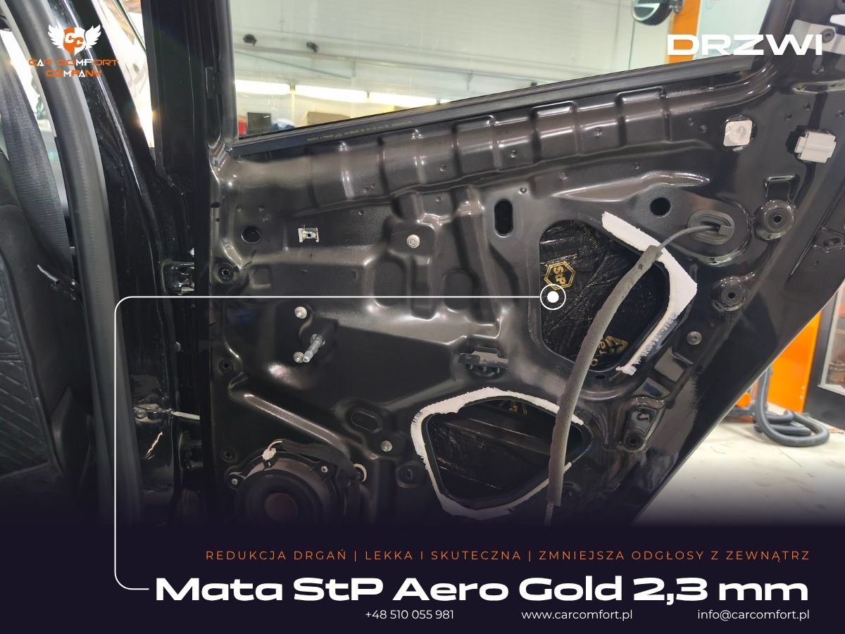 Mata butylowa StP Aero Gold 2,3mm na wewnętrznej blasze drzwi Renault Clio 4.