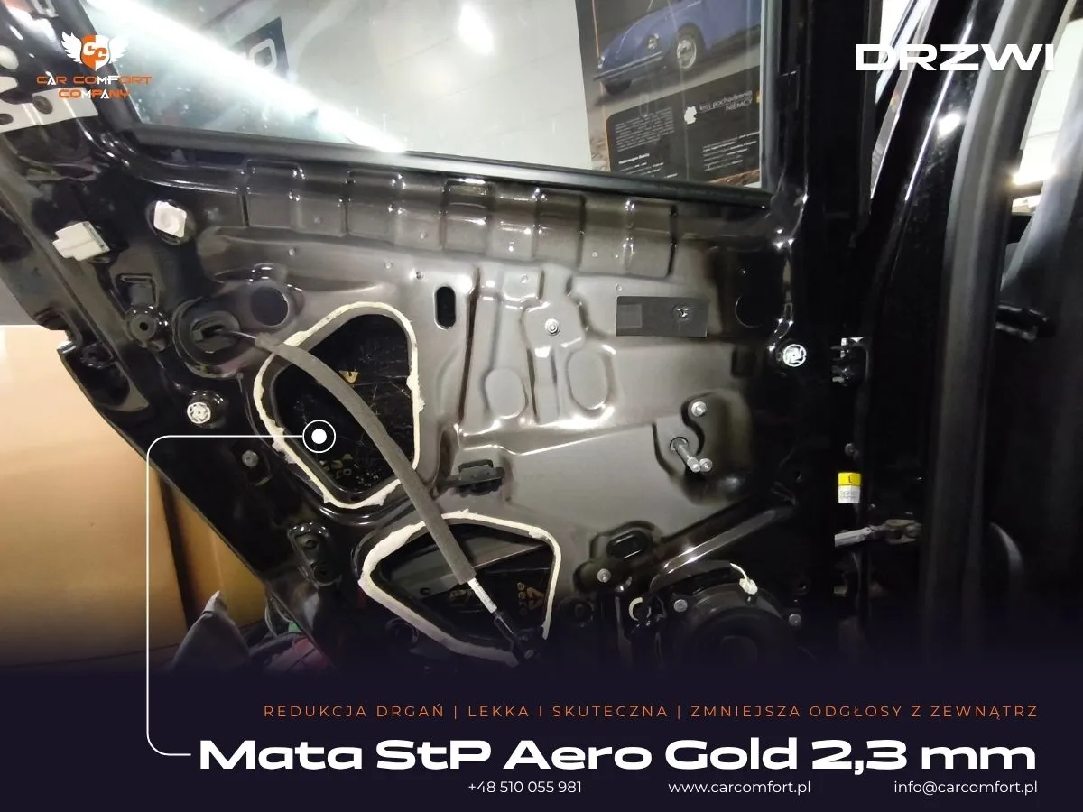 Mata butylowa StP Aero Gold 2,3mm na wewnętrznej blasze drzwi Renault Clio 4.