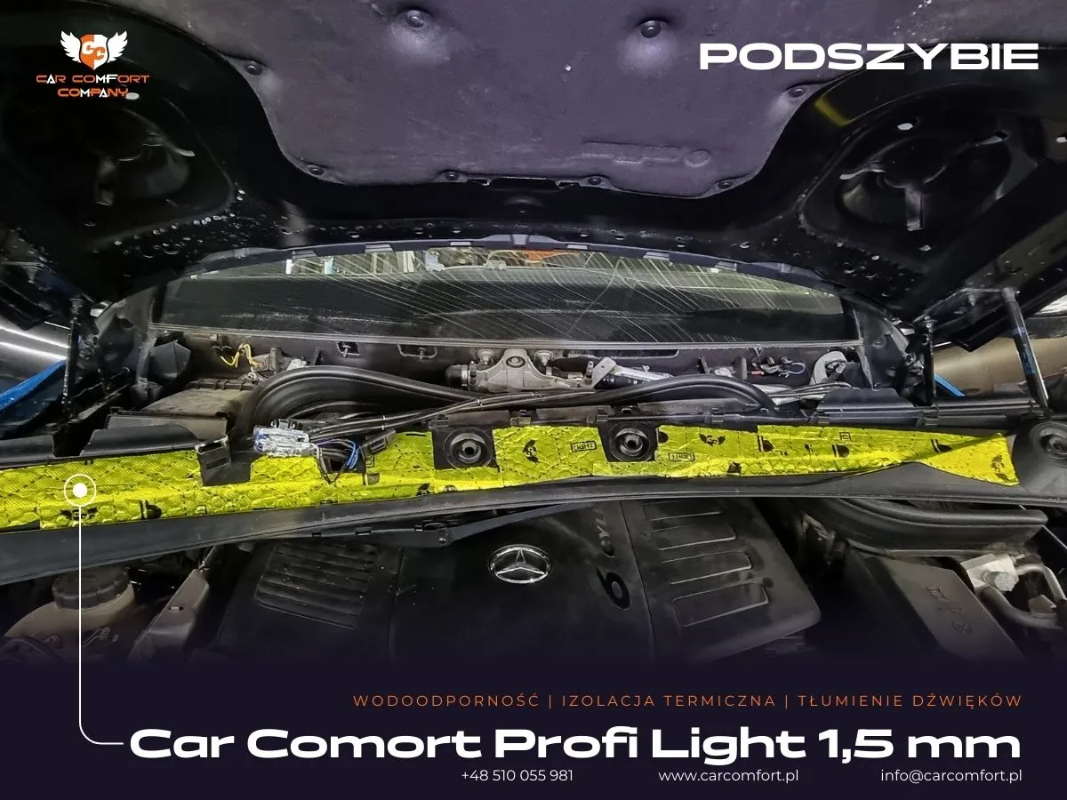 Podszybie Mercedes GLE wyciszenie Bitmat K6s – ograniczenie hałasu silnika