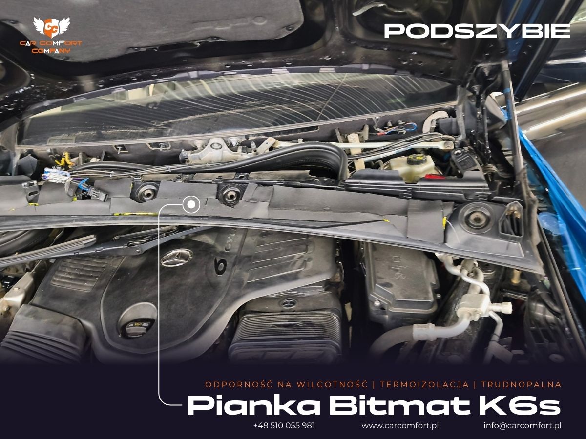 Podszybie Mercedes GLE wyciszenie Bitmat K6s – ograniczenie hałasu silnika