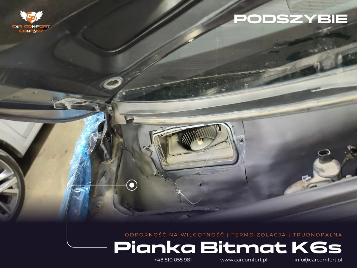 Podszybie Audi A5 wyciszenie Bitmat K6s – redukcja hałasu silnika