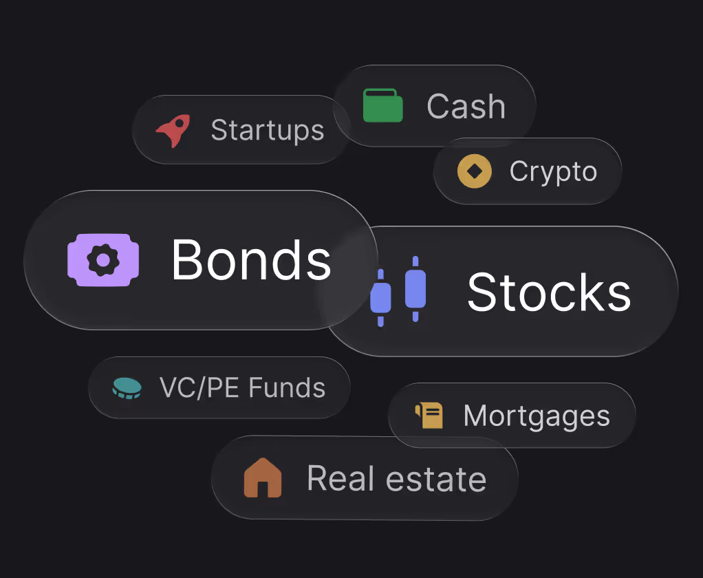 Diverse investment asset classes and portfolio diversification options including stocks, bonds, and real estate.