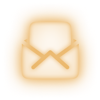 Orange open envelope icon for contact, email, or communication.