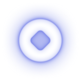 Our Mission and Vision for Financial Freedom Blue circular icon with a white glowing ring and a centered blue diamond shape.