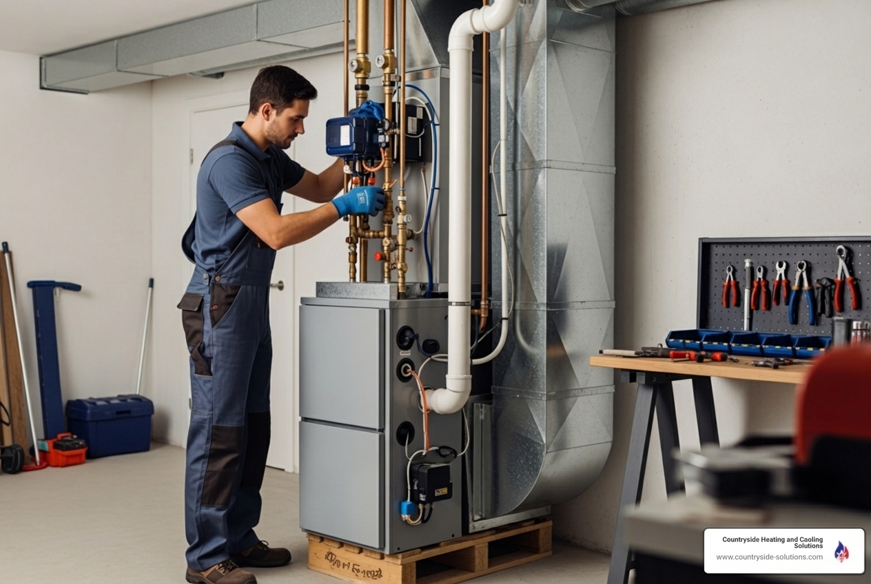 infographic showing oil furnace installation process from initial assessment through system testing, including steps for sizing, removal, installation, venting setup, and final inspection with typical timeline of one day - oil furnace installation wayzata mn infographic showing oil furnace installation process from initial assessment through system testing, including steps for sizing, removal, installation, venting setup, and final inspection with typical timeline of one day - oil furnace installation wayzata mn