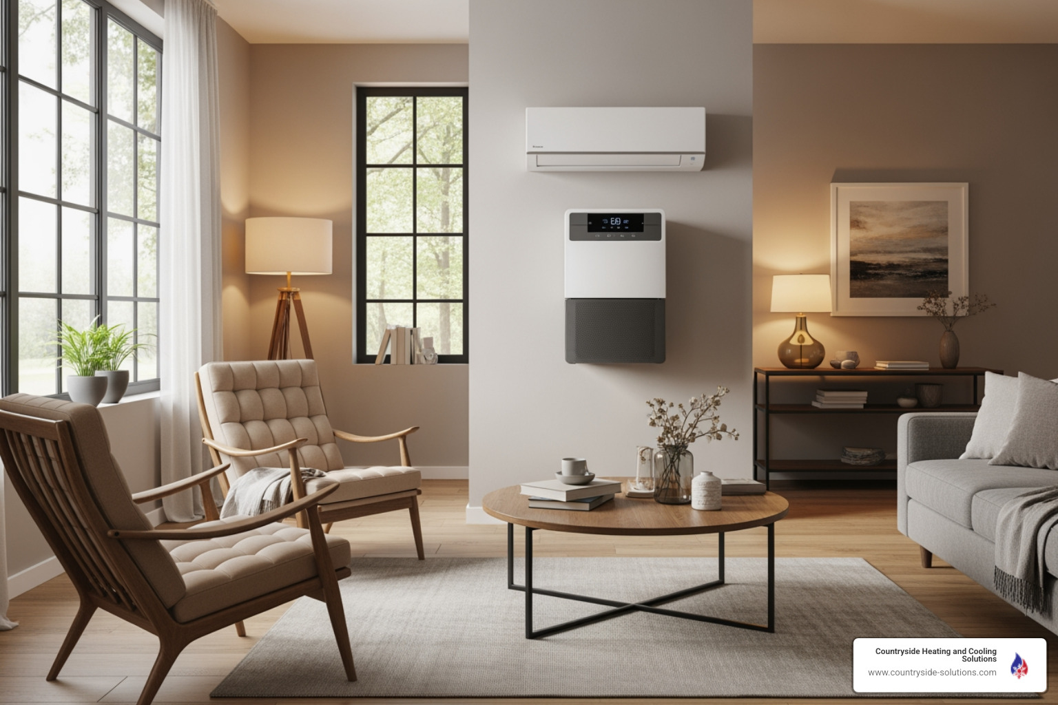 ductless mini-split indoor air handler in a modern living room - ductless heater installation in wayzata, mn ductless mini-split indoor air handler in a modern living room - ductless heater installation in wayzata, mn