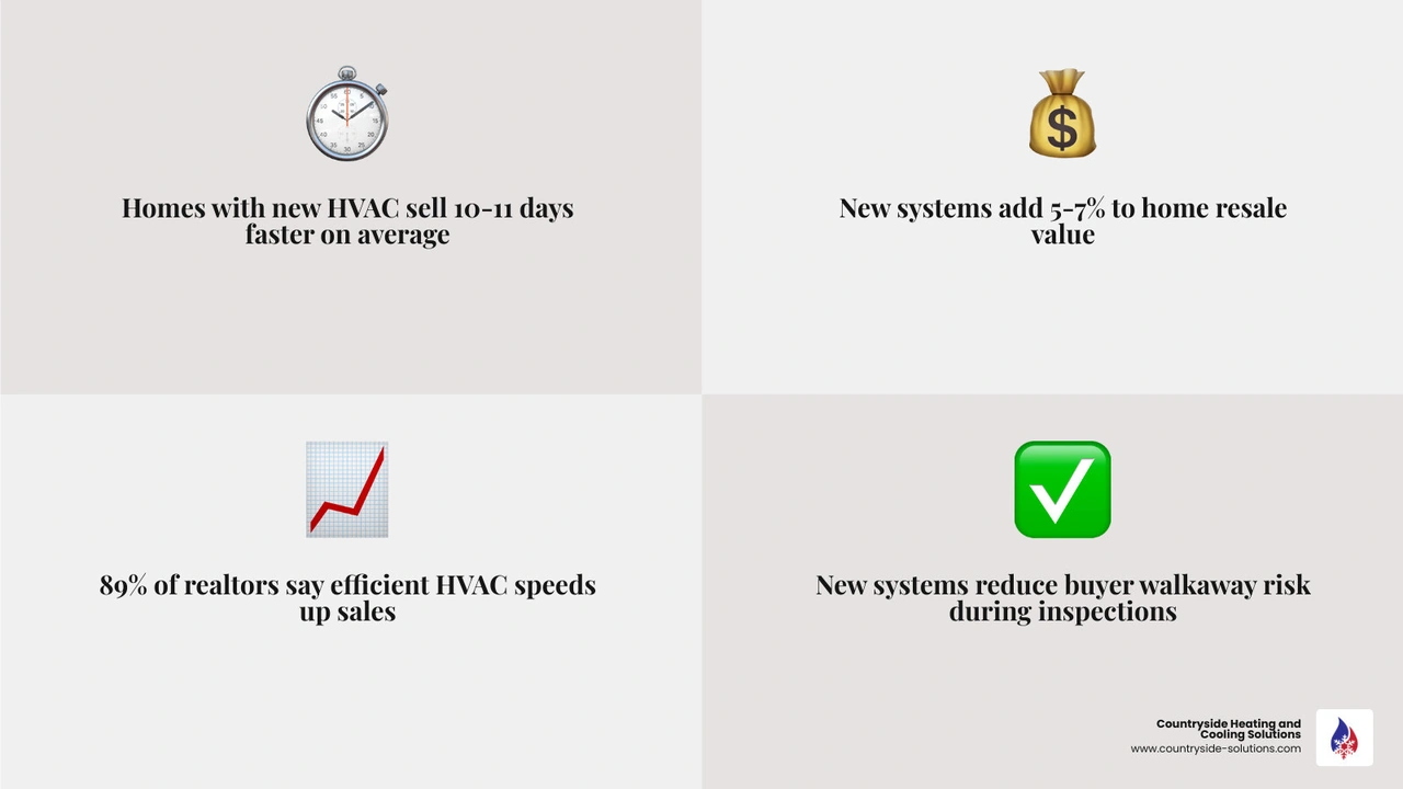 Infographic showing how HVAC age affects buyer offers, inspection outcomes, and days on market infographic
