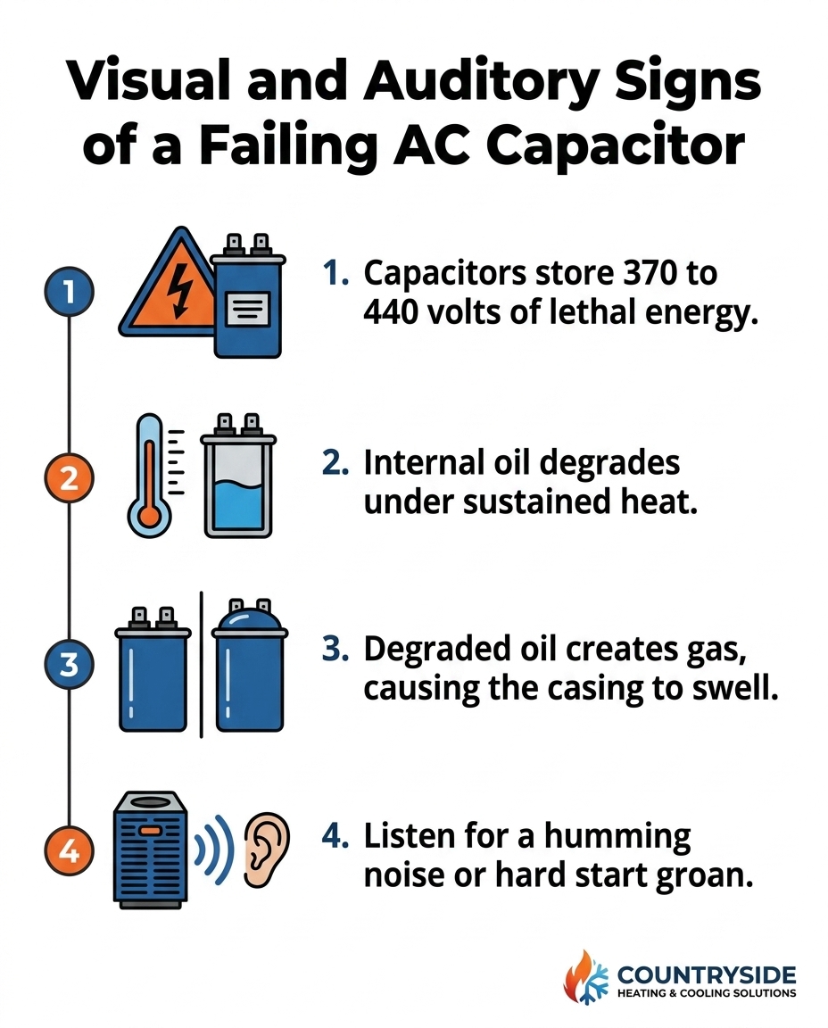 Visual and Auditory Signs of a Failing AC Capacitor