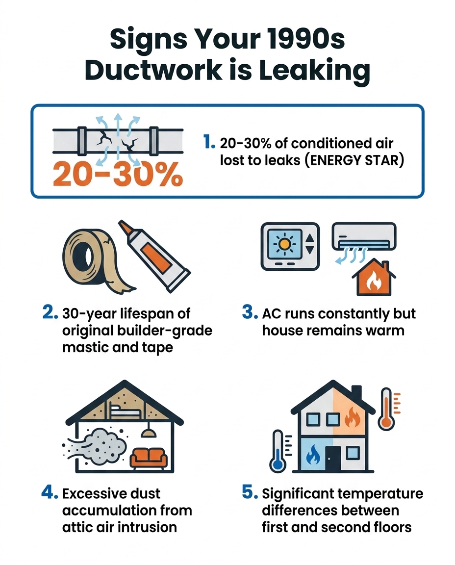 Signs Your 1990s Ductwork is Leaking