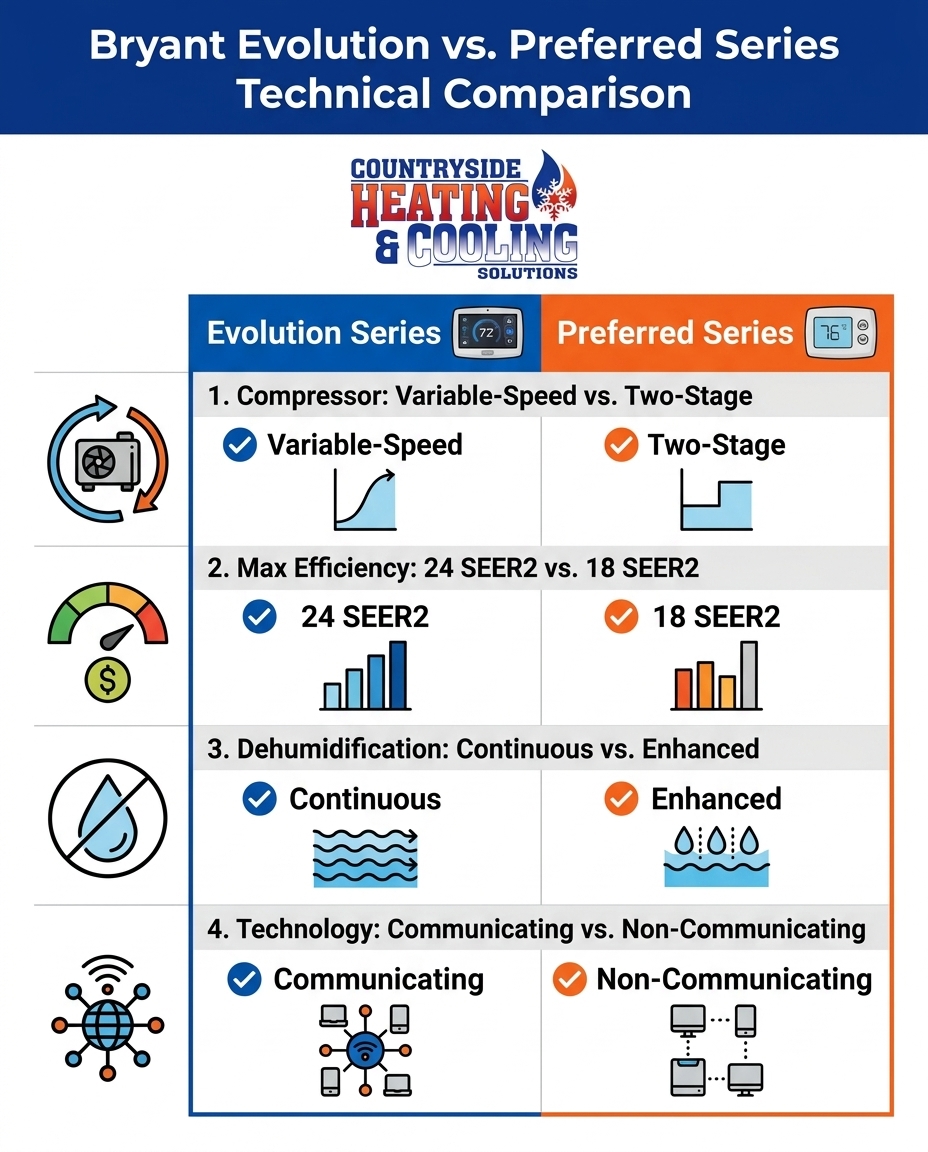 Bryant Evolution vs. Preferred Series Technical Comparison