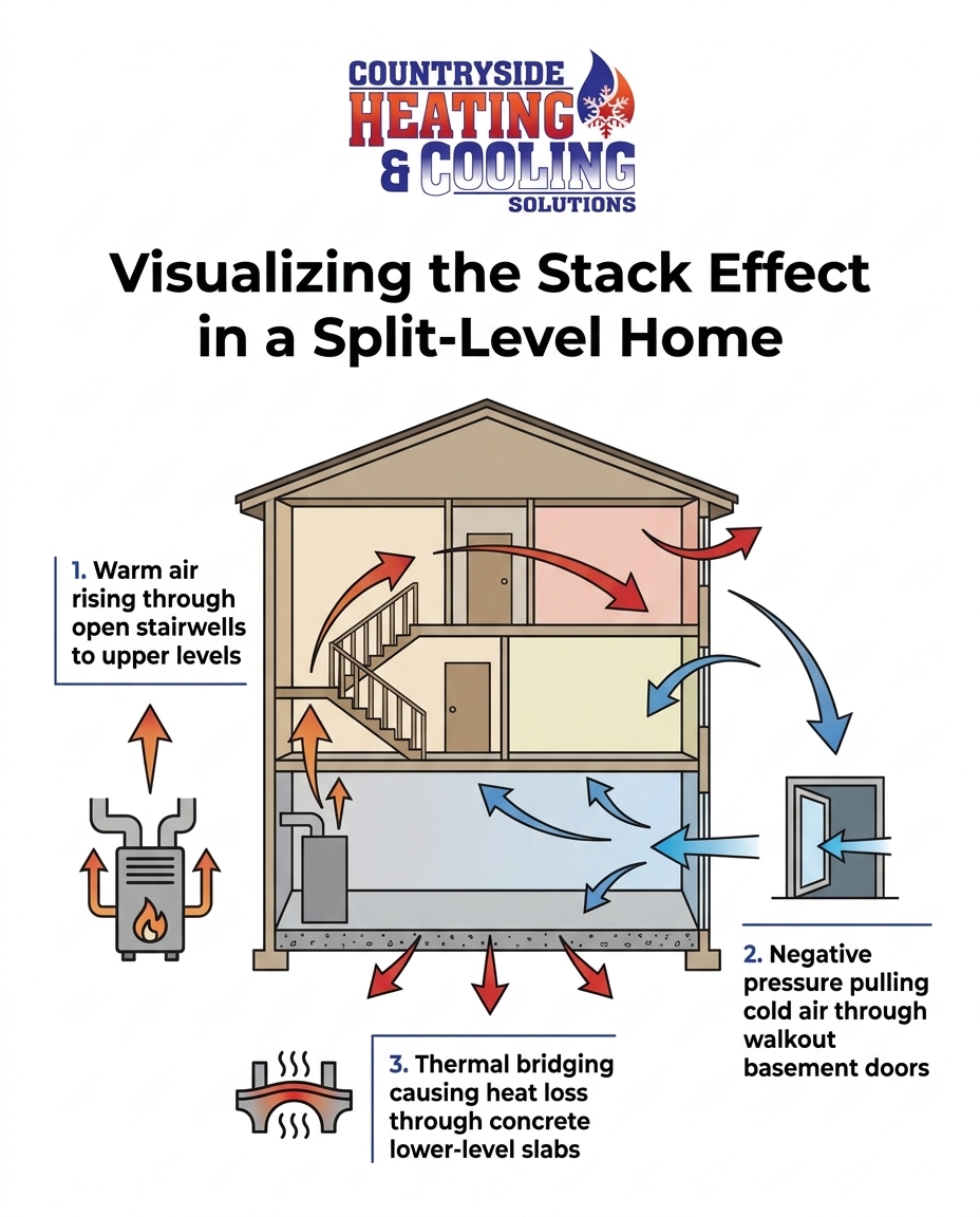 Visualizing the Stack Effect in a Split-Level Home