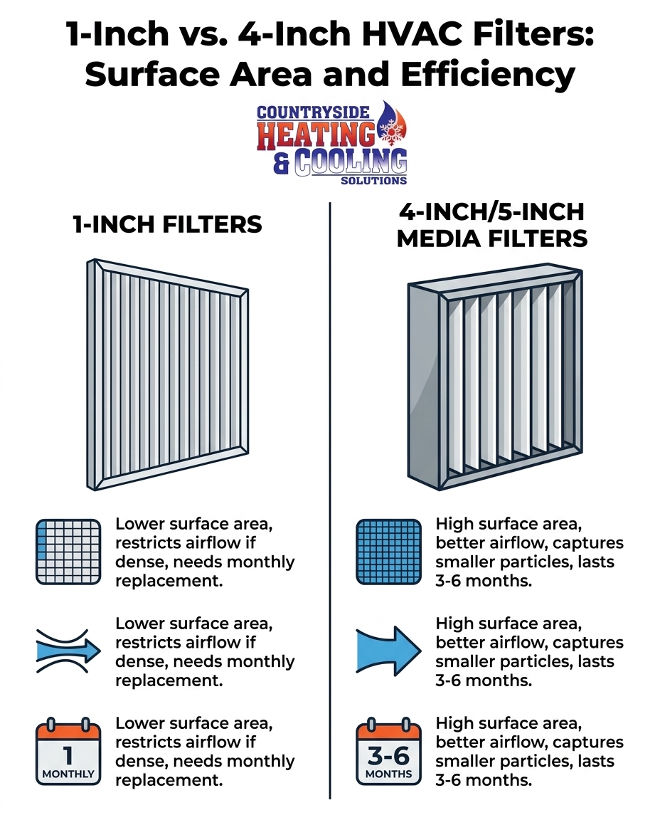 1-Inch vs. 4-Inch HVAC Filters: Surface Area and Efficiency