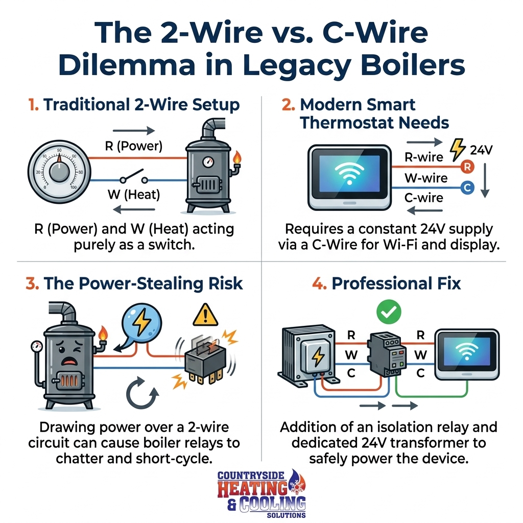 The 2-Wire vs. C-Wire Dilemma in Legacy Boilers
