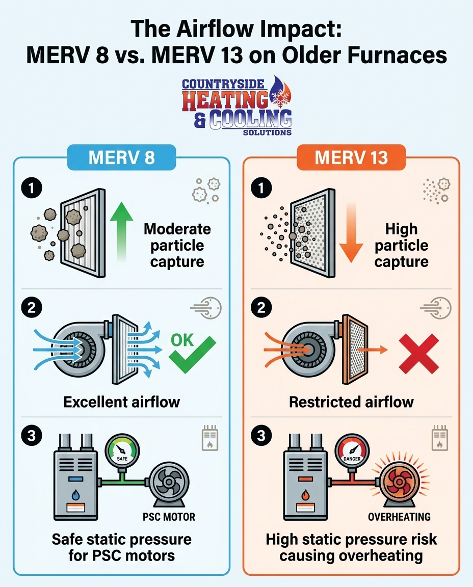 The Airflow Impact: MERV 8 vs. MERV 13 on Older Furnaces