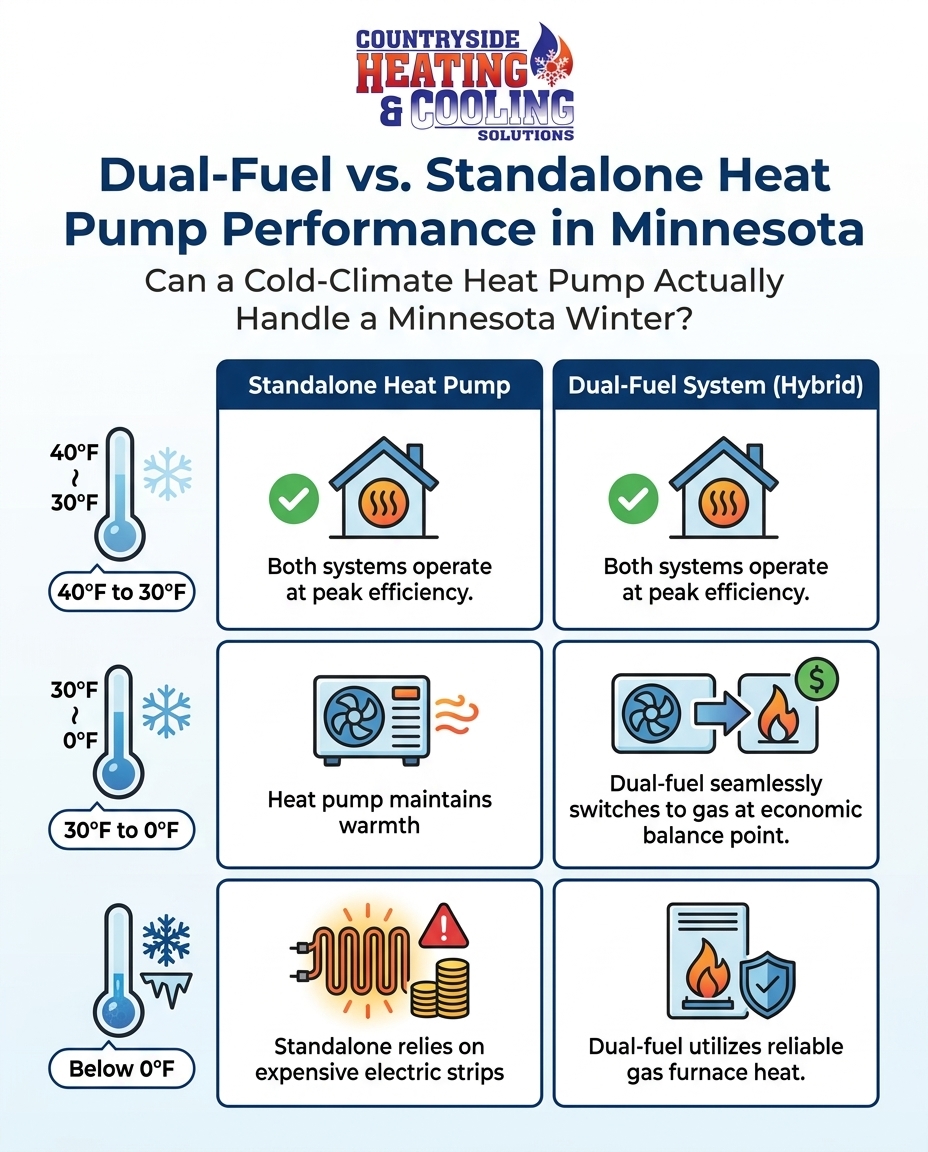 Dual-Fuel vs. Standalone Heat Pump Performance in Minnesota