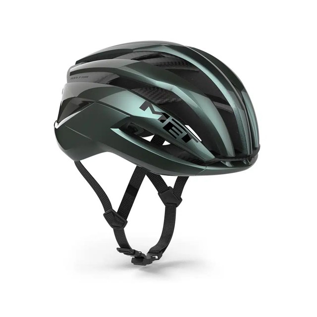 Road helmet, metallic green