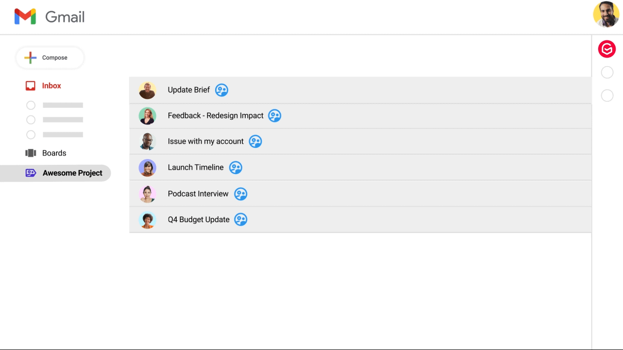Gmelius Kanban Board in Gmail