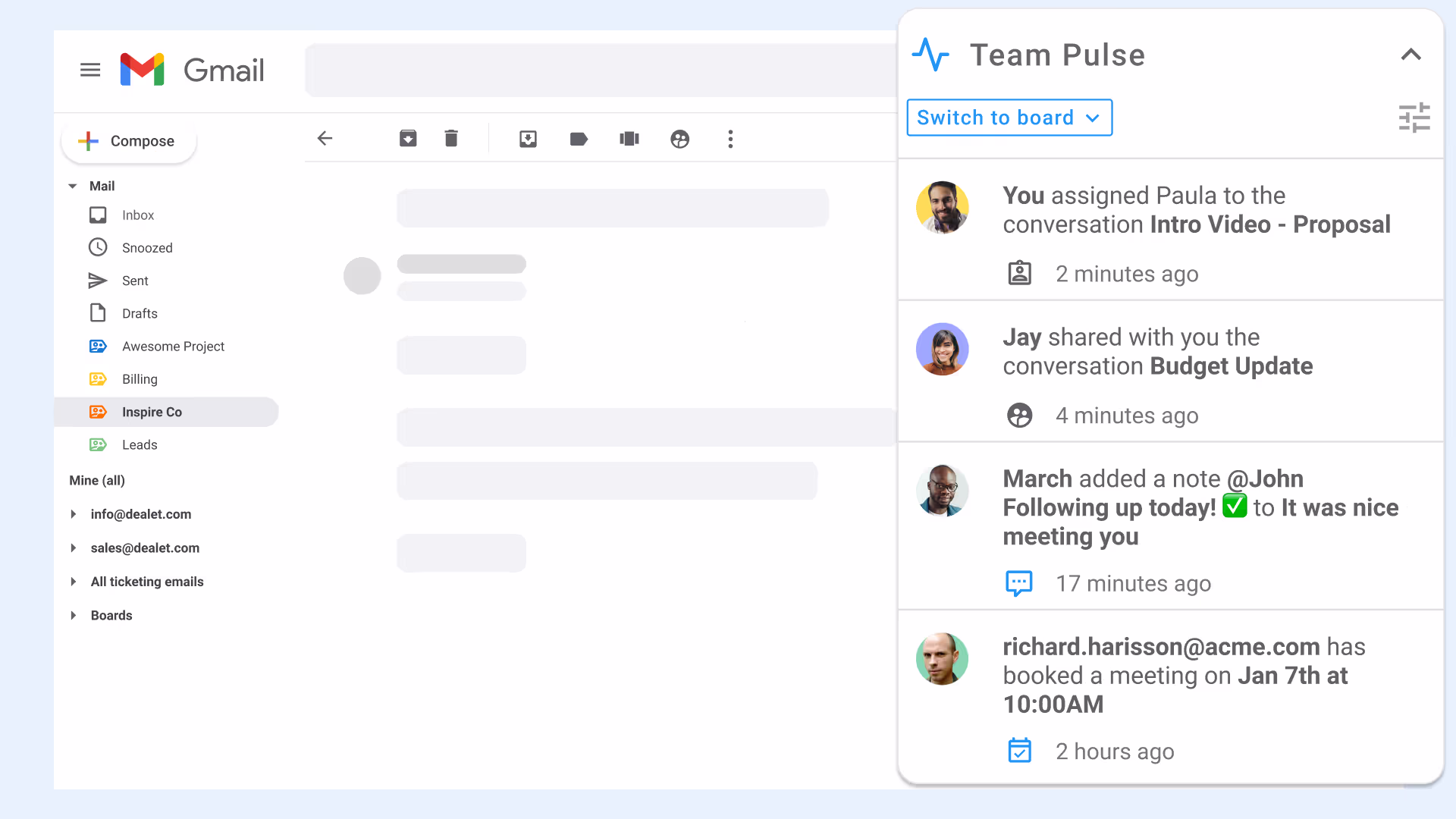 Gmelius Team Pulse
