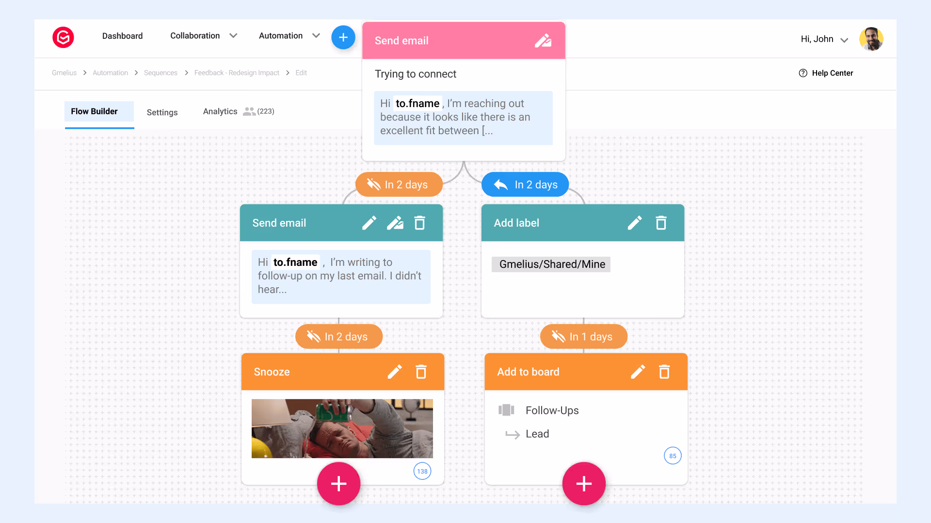 Gmail sequences with Gmelius