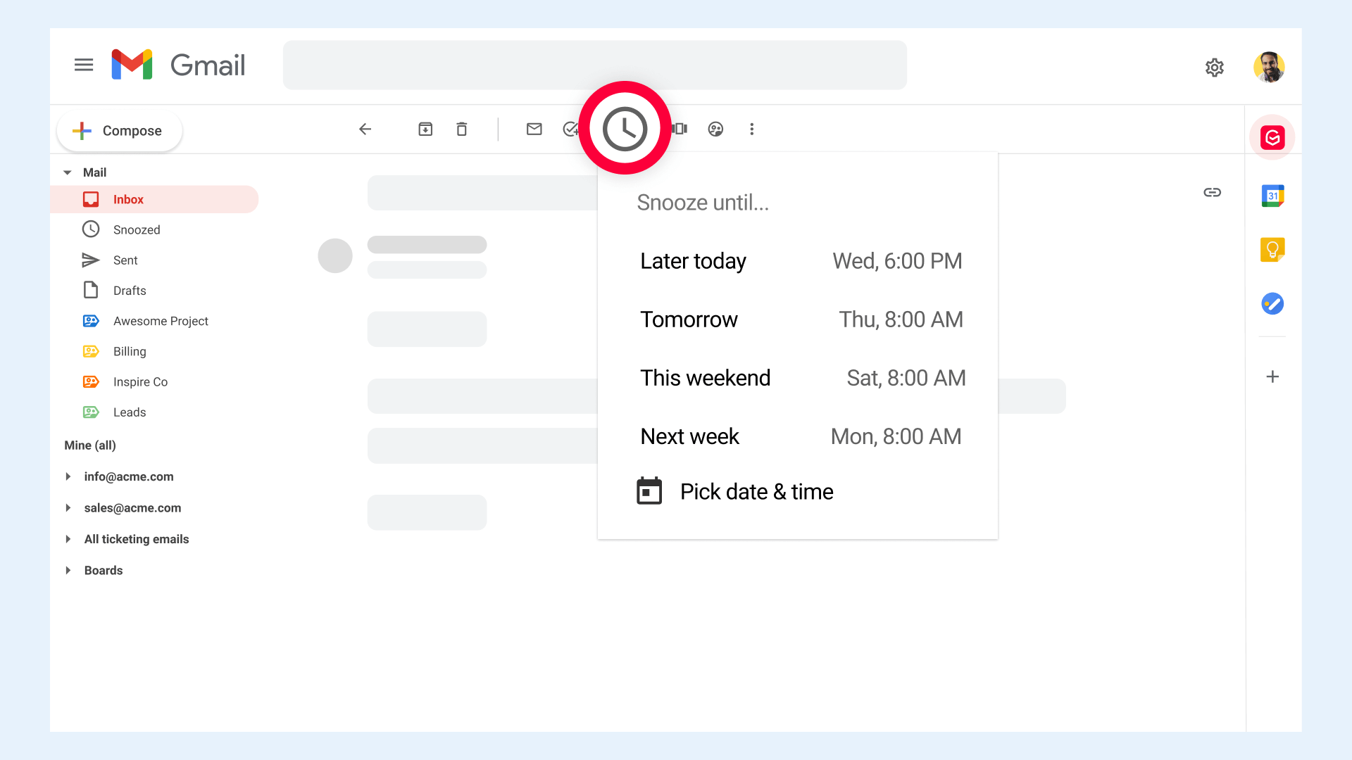 Gmail snooze
