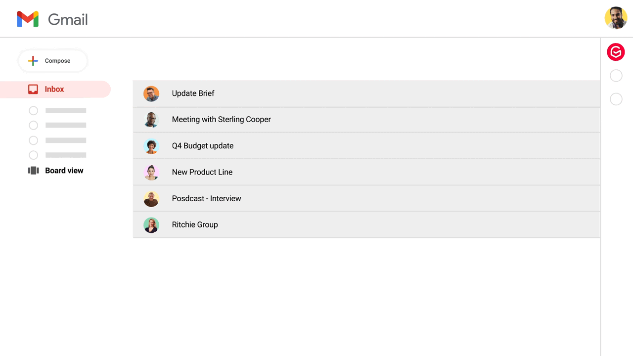 Gmelius Kanban Board in Gmail