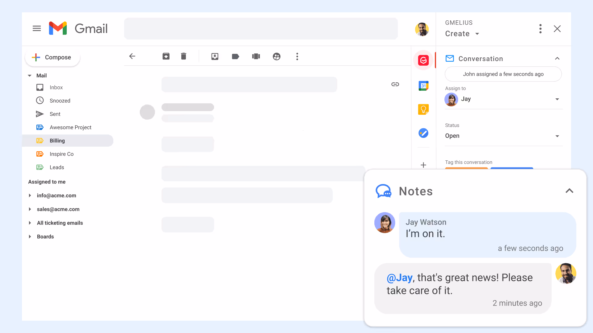 Email notes in Gmail