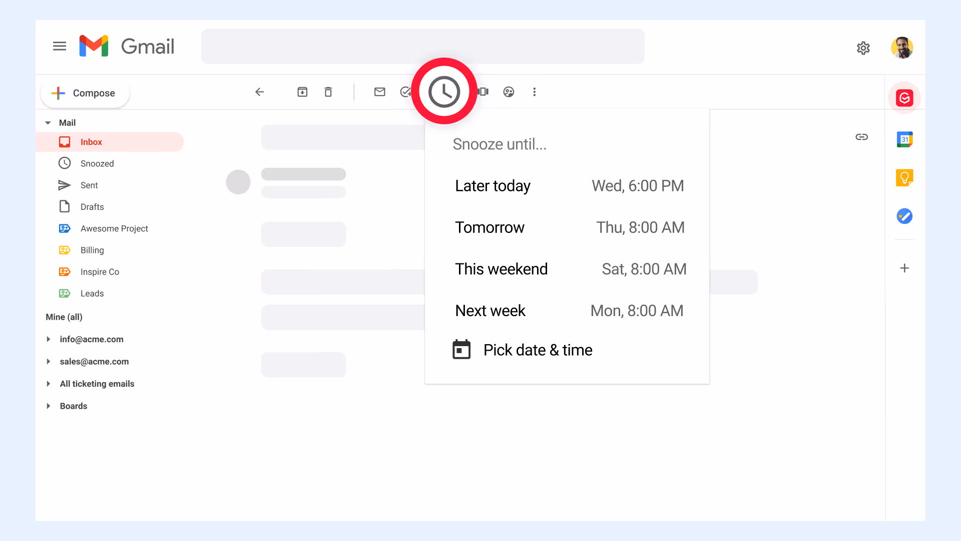 Gmail snooze