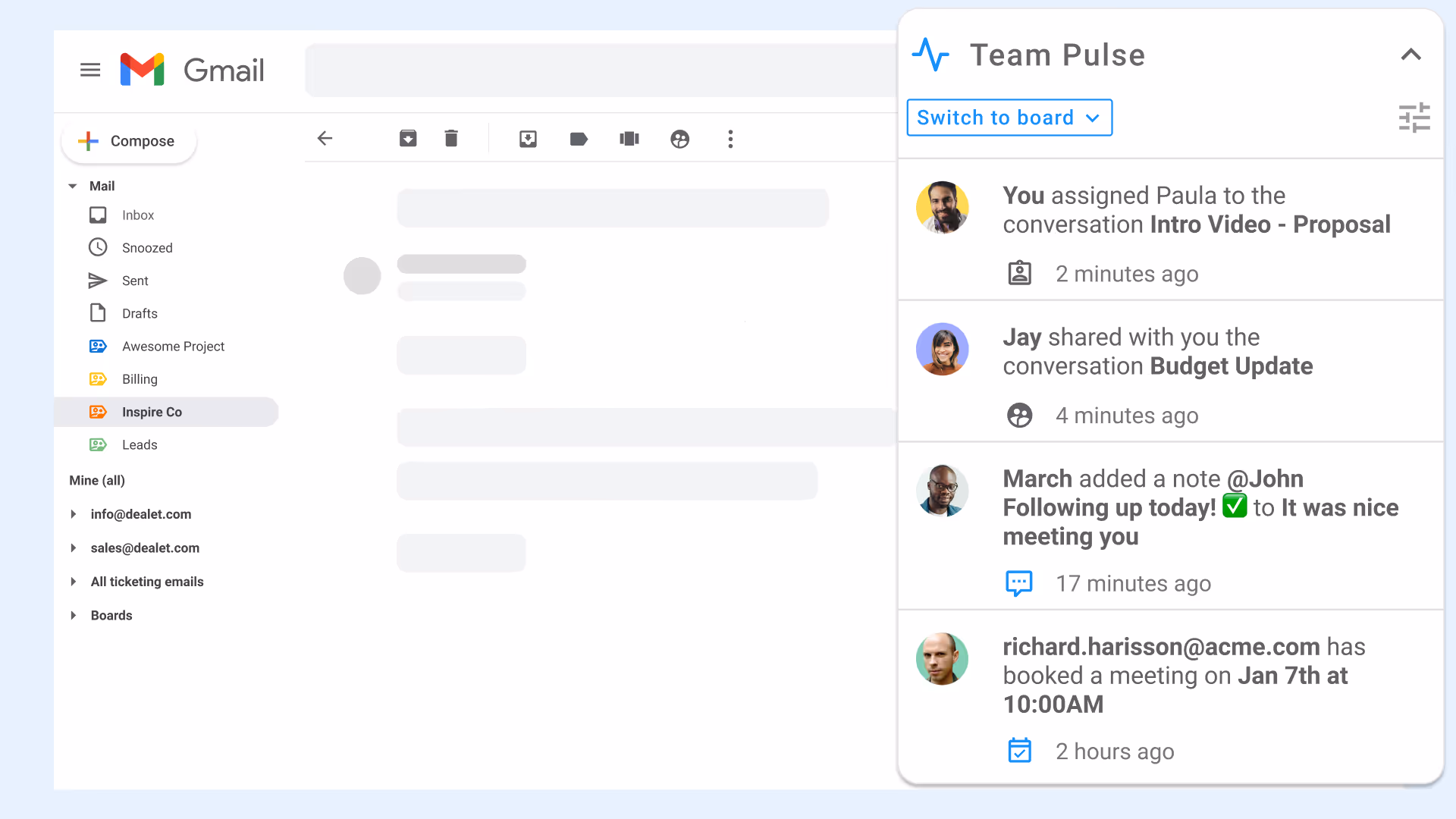 Gmelius Team Pulse