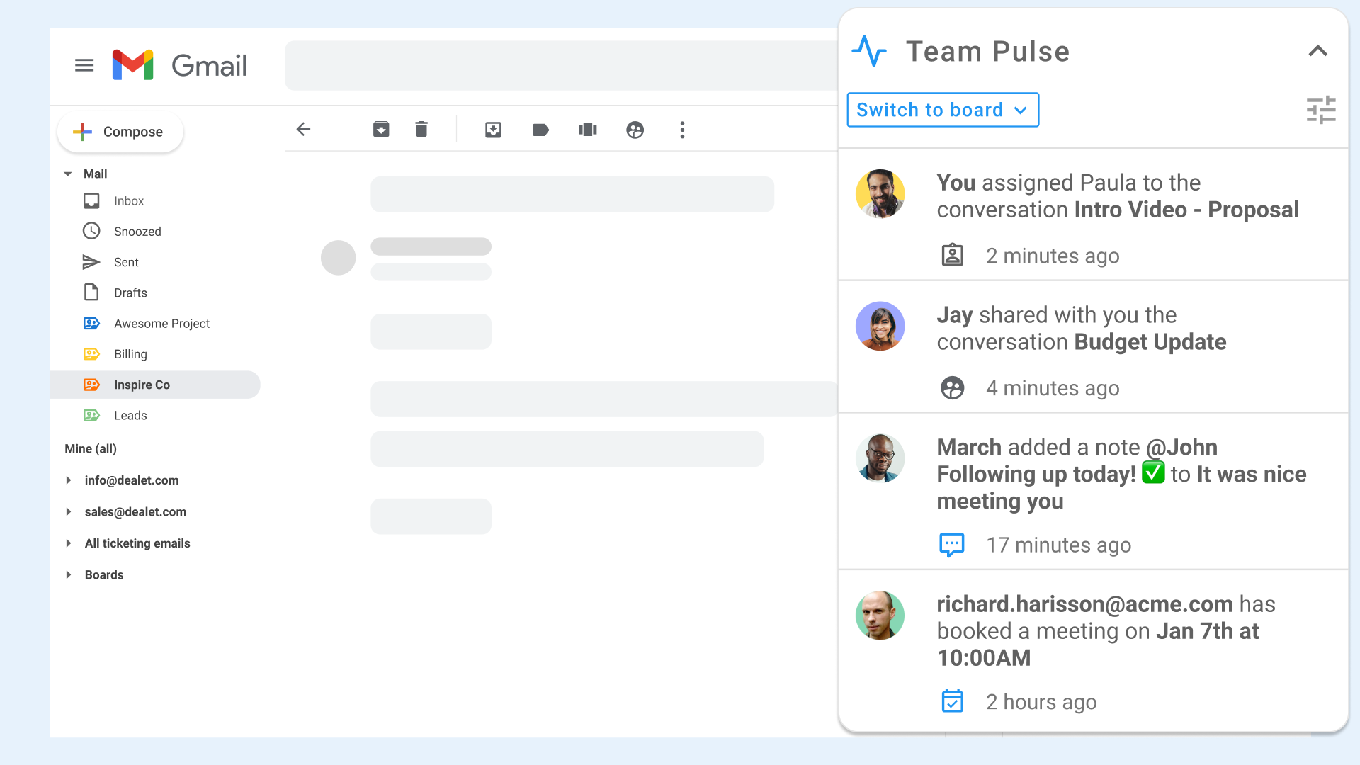 Gmelius Team Pulse