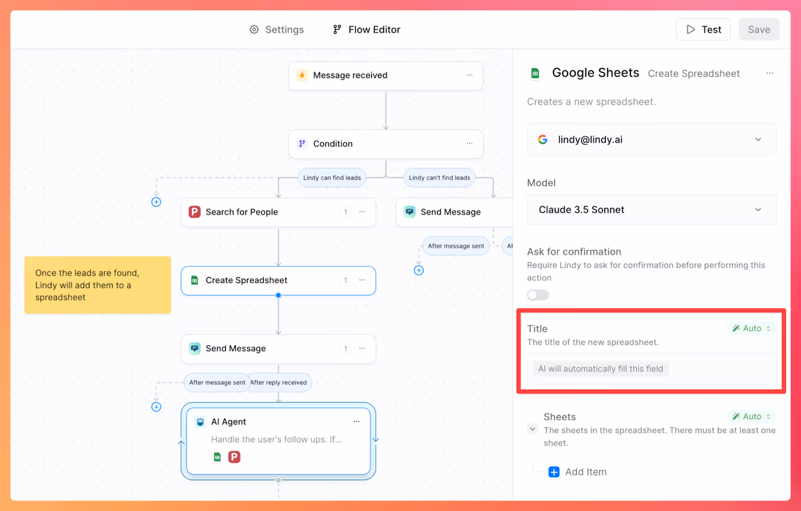 Lindy AI platform configuration